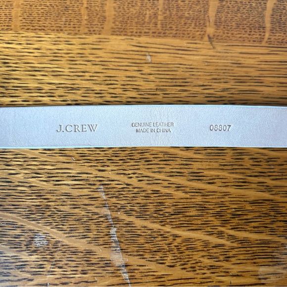 J Crew Cream Patent Leather Gold Square Buckle Belt Classic Skinny 3/4” 39” GUC - Picture 4 of 10